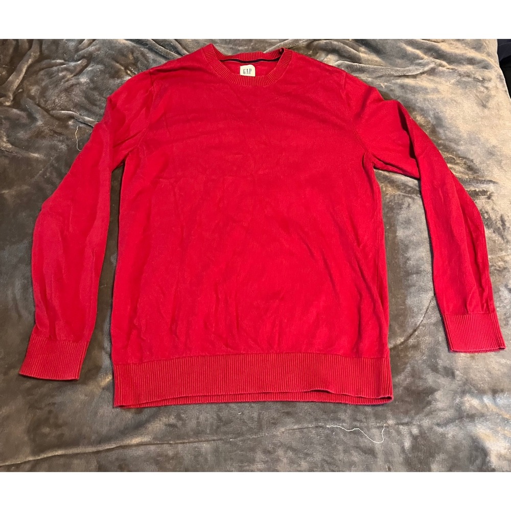 Gap Mens Red Crewneck Sweater Long Sleeve Knit Pullover Size Small